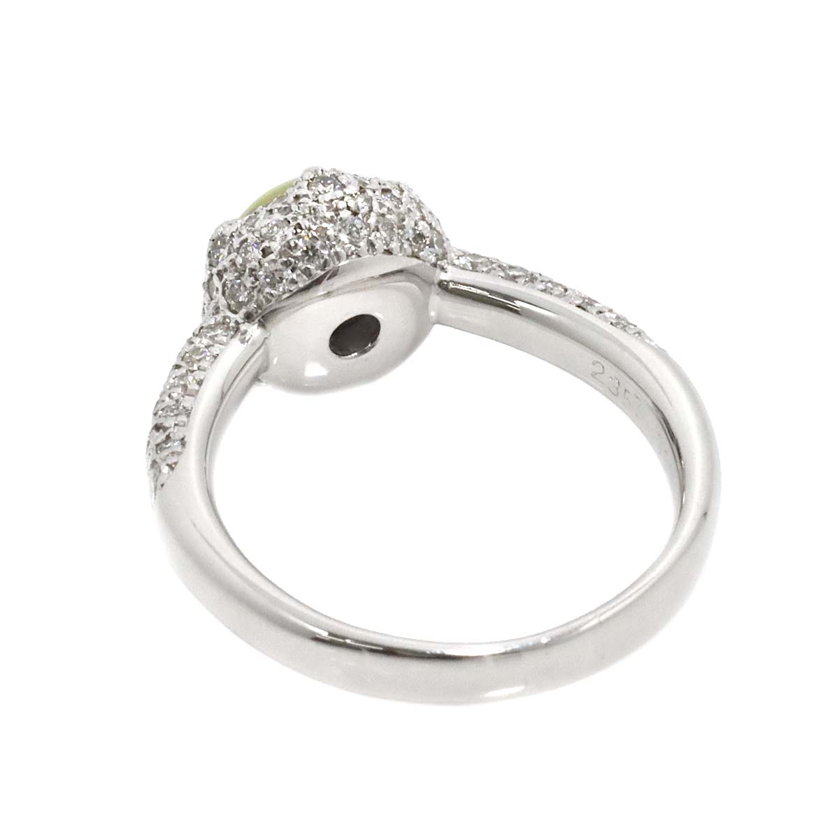 Chrysoberyl Cat's Eye 2.357ct Diamond Ring 18K K18 WG size5.5-5.75(US)
