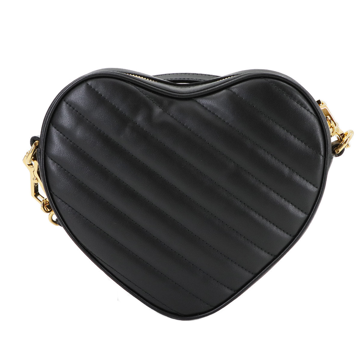 Interlocking G Heart Shoulder Bag Leather Black 751628 Purse