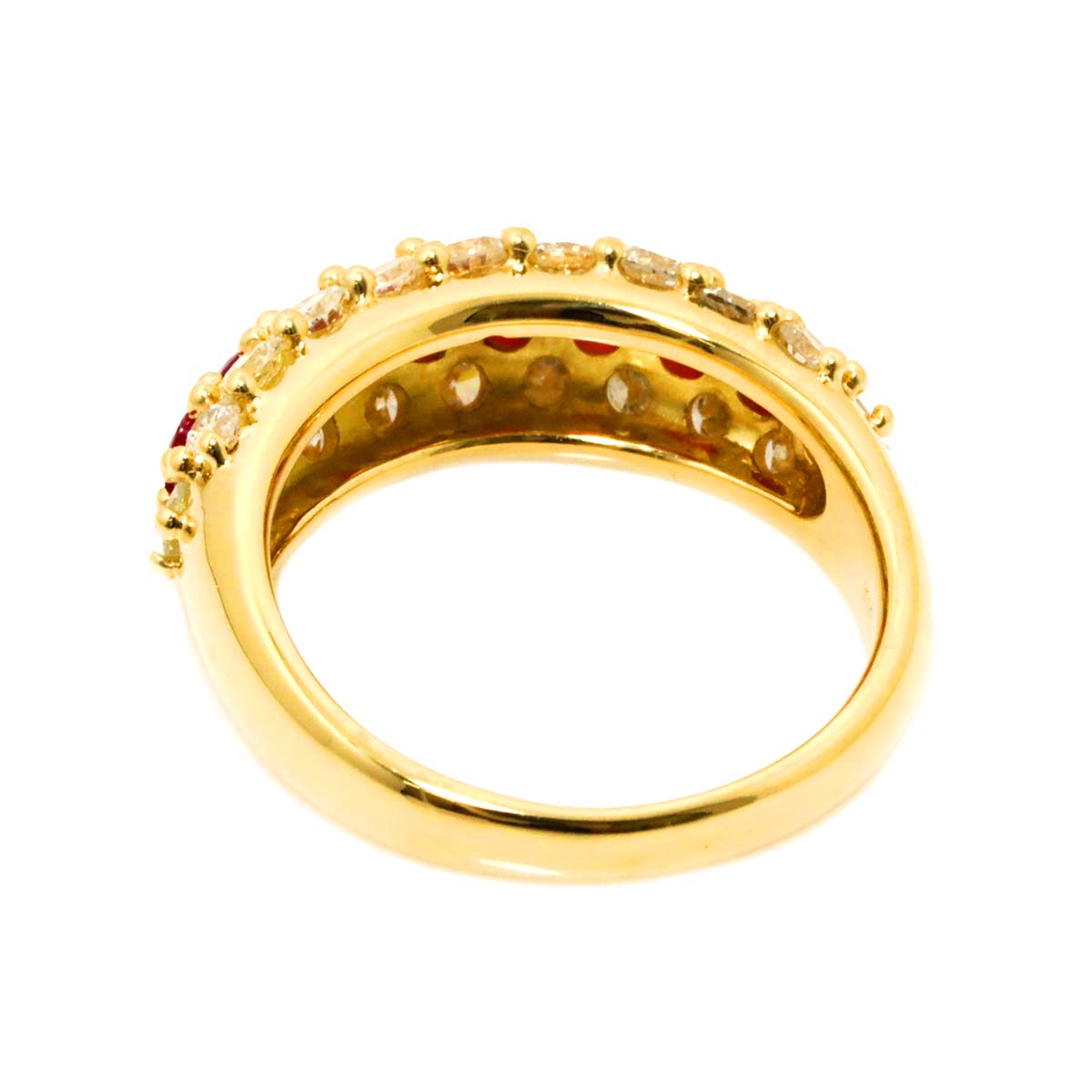 Ruby 0.90ct Diamond 1.13ct Ring 18K Yellow Gold 750 5.5-5.75(US)