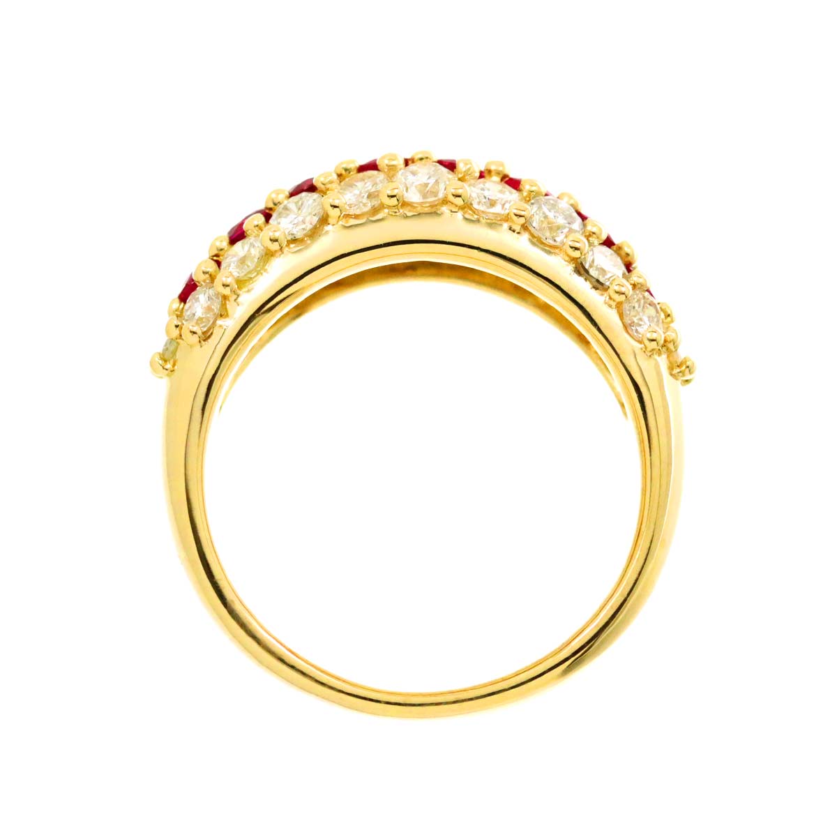 Ruby 0.90ct Diamond 1.13ct Ring 18K Yellow Gold 750 5.5-5.75(US)
