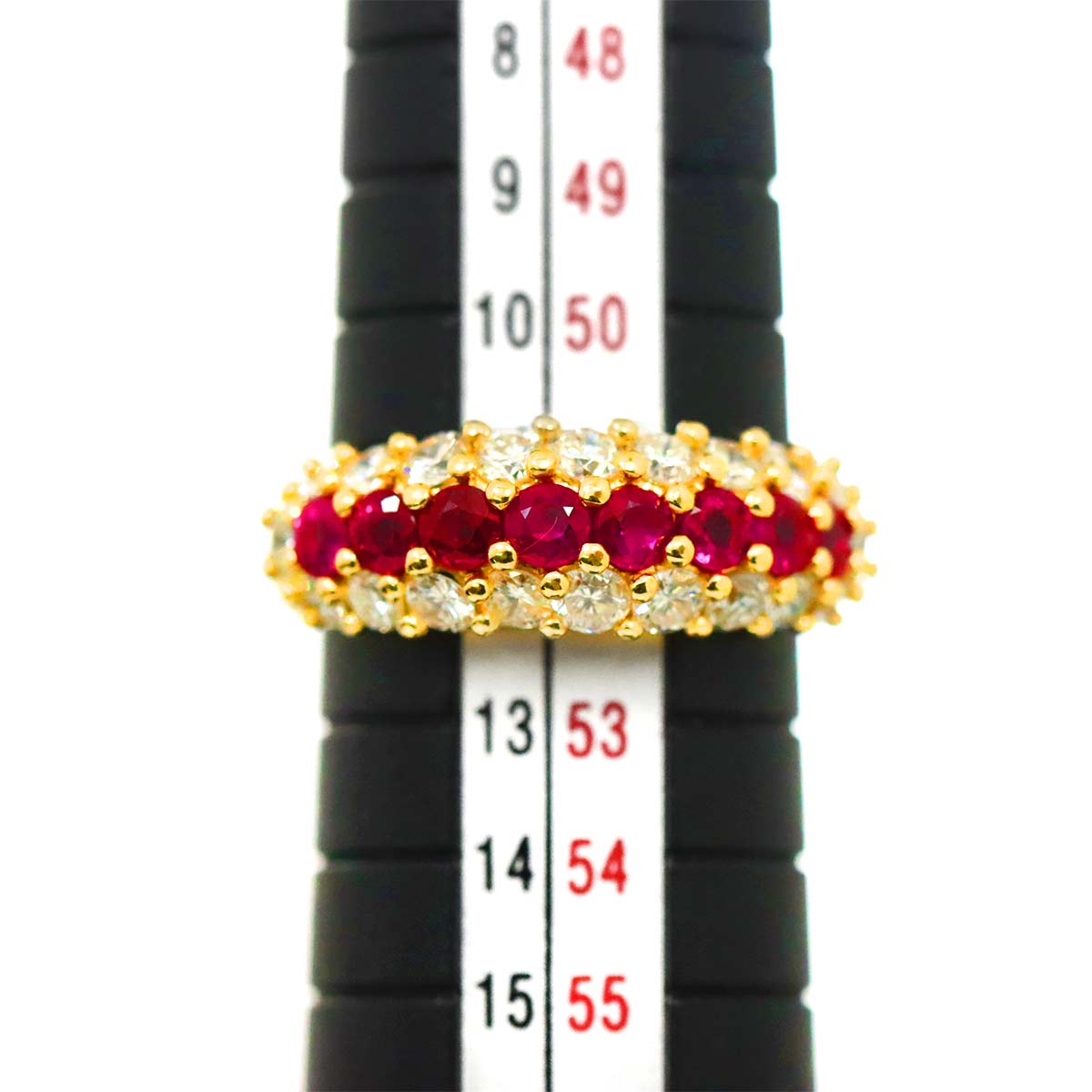 Ruby 0.90ct Diamond 1.13ct Ring 18K Yellow Gold 750 5.5-5.75(US)