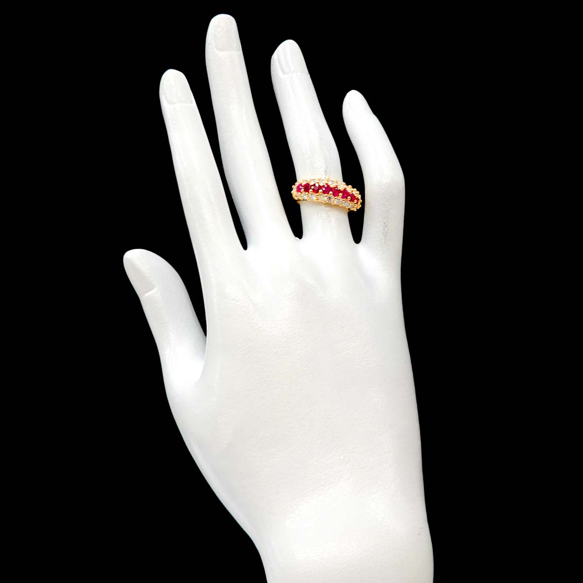 Ruby 0.90ct Diamond 1.13ct Ring 18K Yellow Gold 750 5.5-5.75(US)
