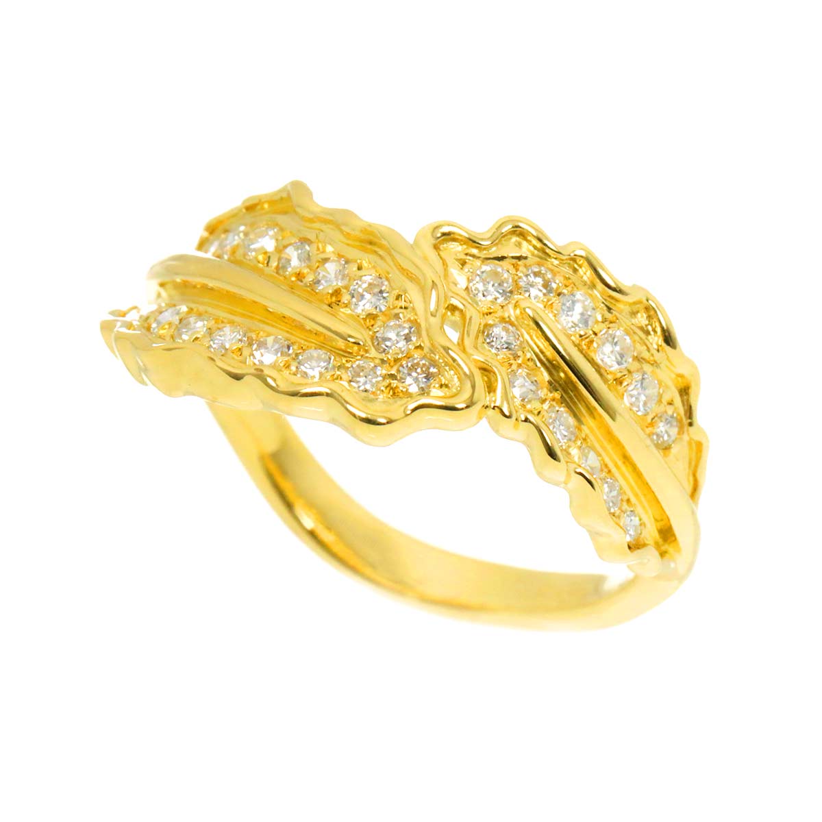Diamond 0.30ct Ring 18K YG Yellow Gold 750 5.75-6(US)