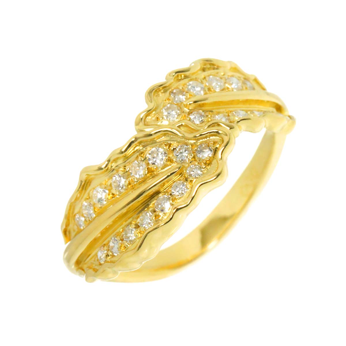 Diamond 0.30ct Ring 18K YG Yellow Gold 750 5.75-6(US)