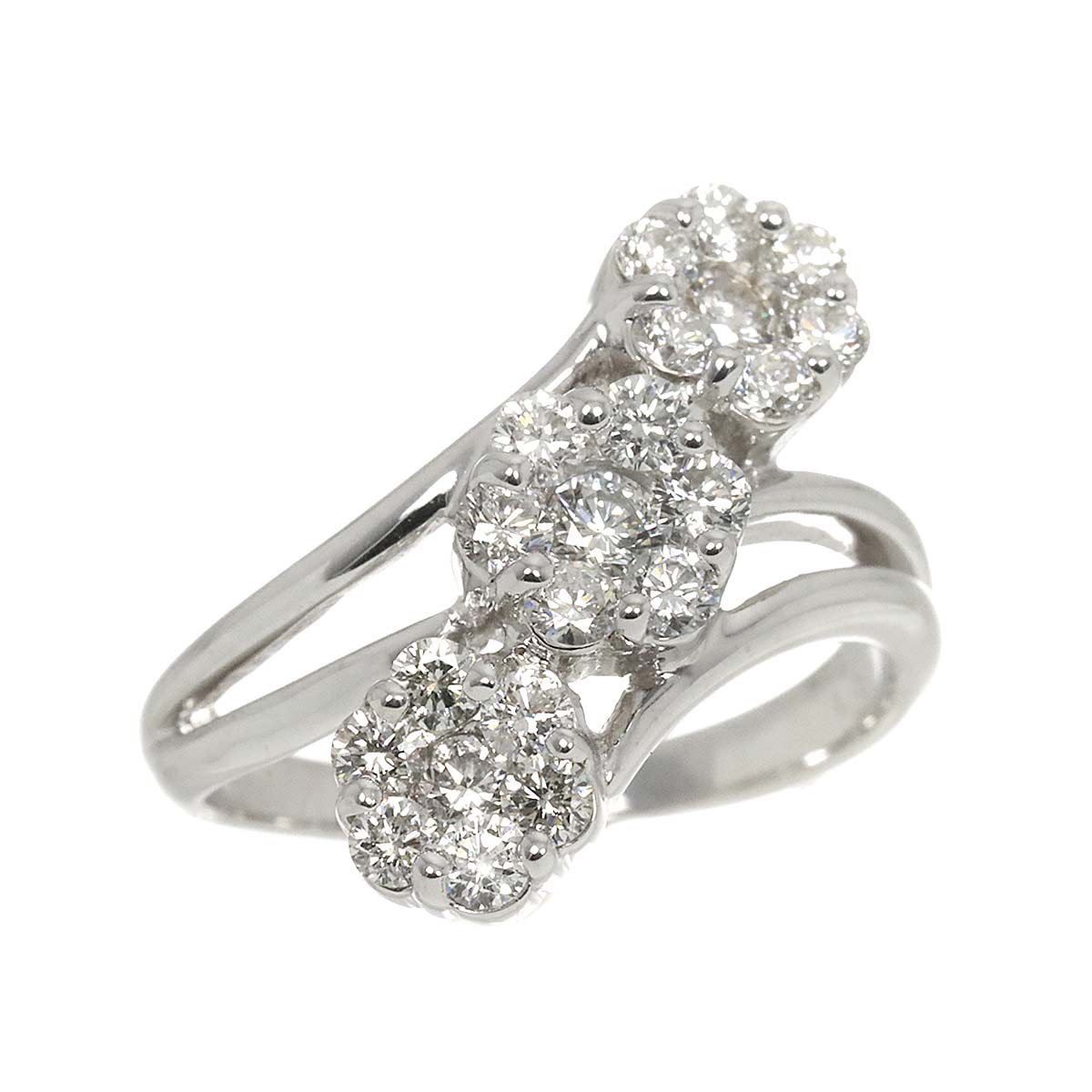 Diamond 1.00ct Ring 18K K18 WG White Gold size5.75-6(US)