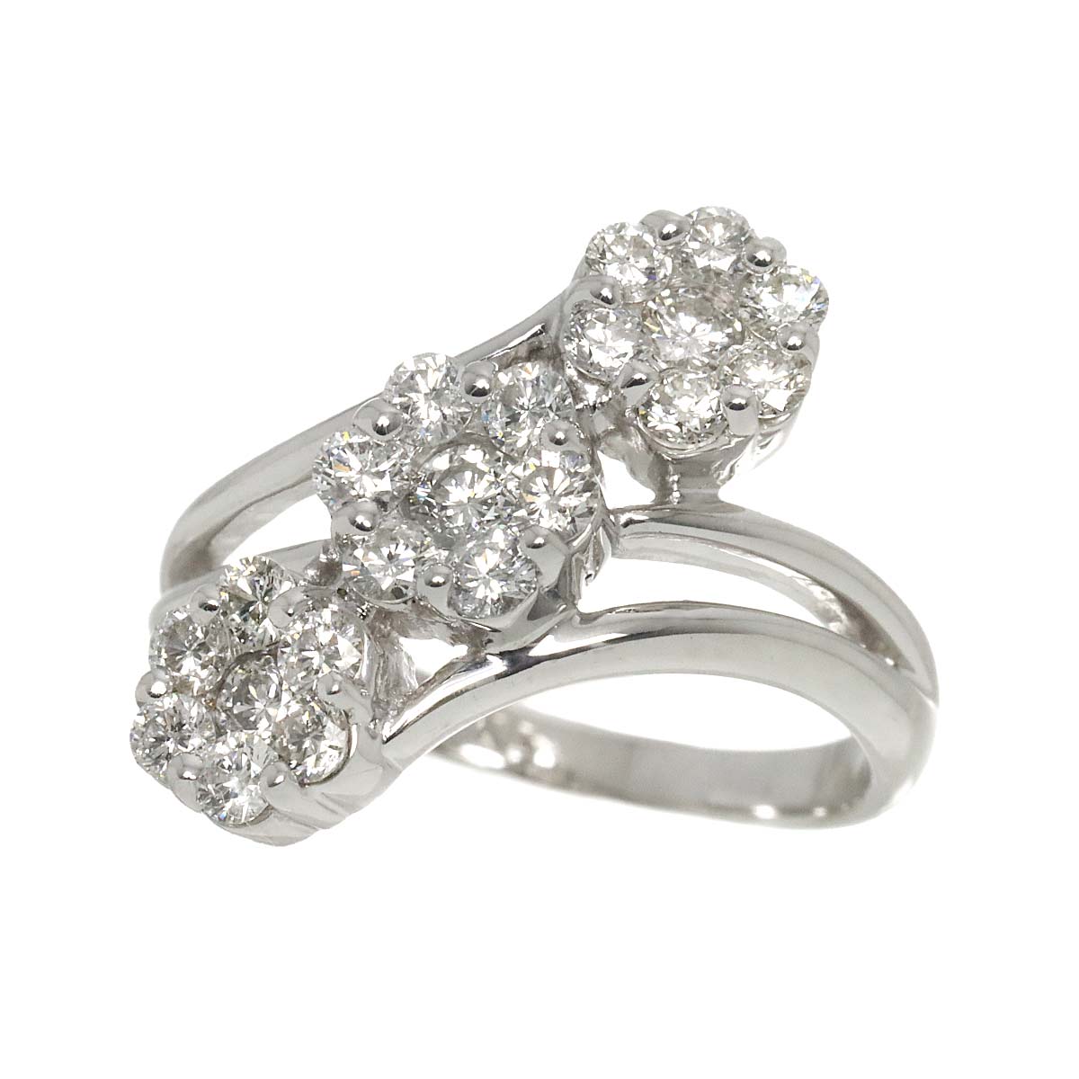 Diamond 1.00ct Ring 18K K18 WG White Gold size5.75-6(US)
