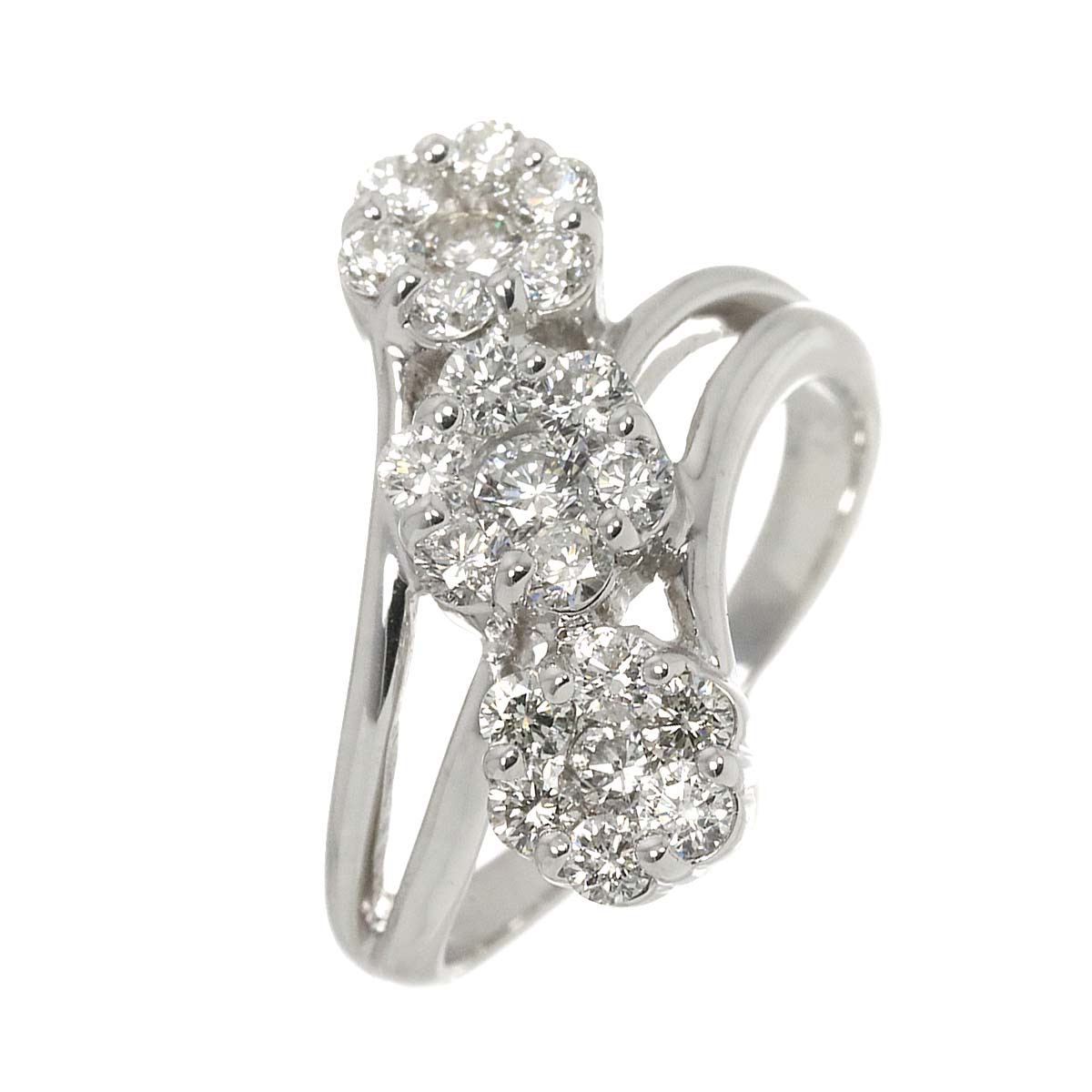 Diamond 1.00ct Ring 18K K18 WG White Gold size5.75-6(US)