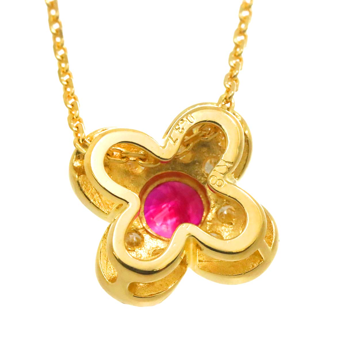 Ruby Diamond 0.37ct Necklace 18K 18K Yellow Gold 750