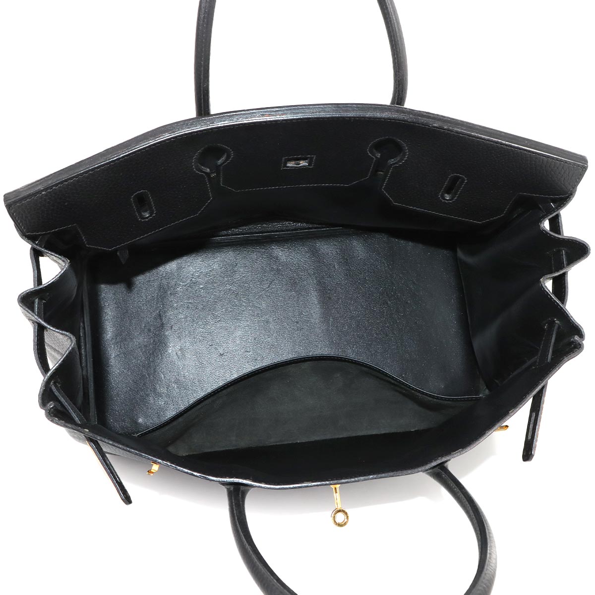 HERMES Birkin 40 Hand Bag Ardennes Leather Black Vintage Purse
