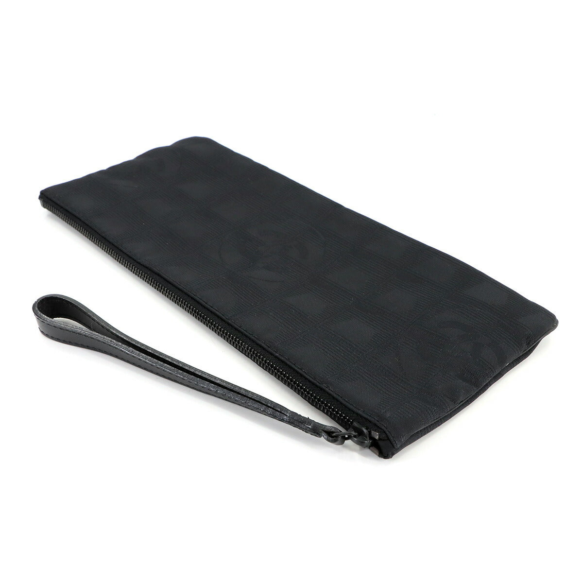 New Travel Line Pouch Nylon Jacquard Leather Black A17675