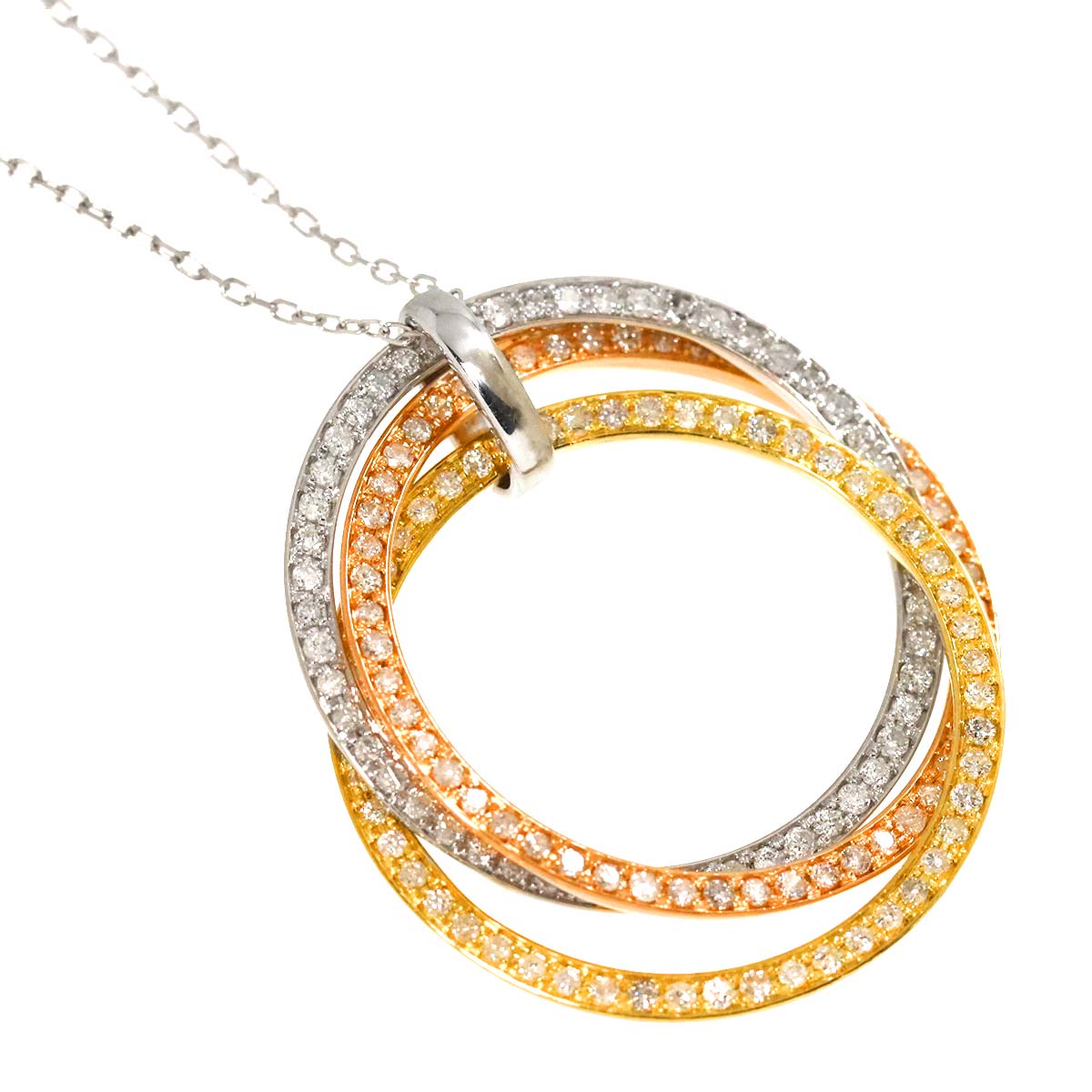 Diamond 1.00ct Necklace 18K WG YG PG White Yellow Pink Gold 750