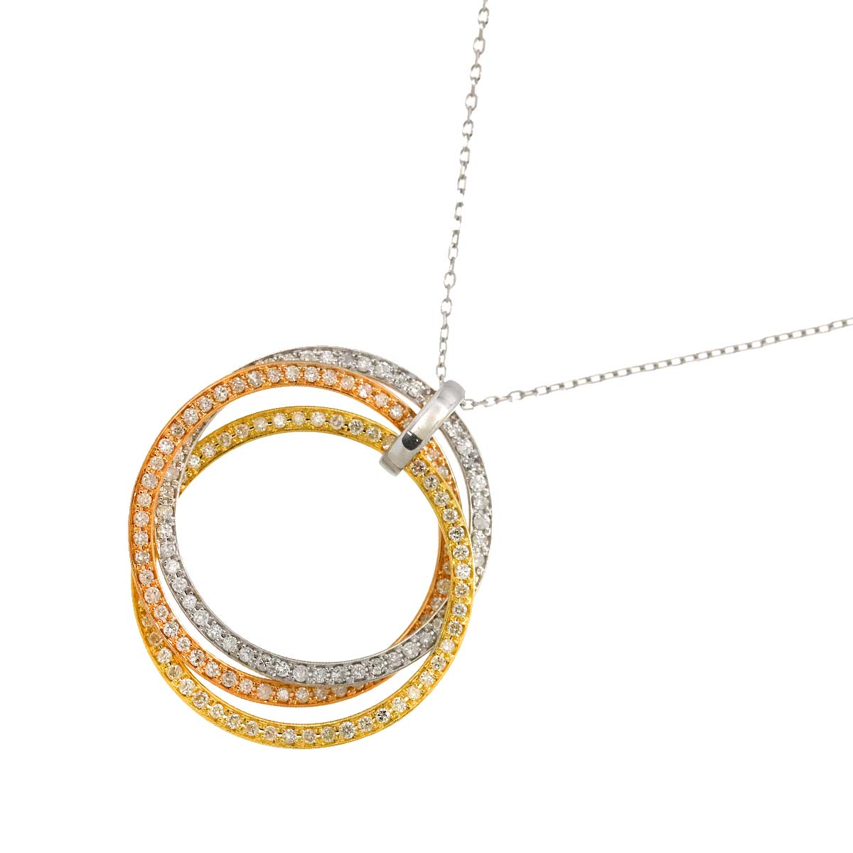 Diamond 1.00ct Necklace 18K WG YG PG White Yellow Pink Gold 750