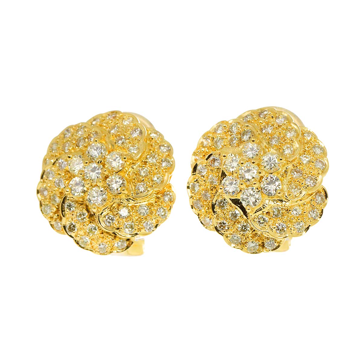 Diamond 1.78ct Earrings Pierced Clip on 18K K18 YG 750