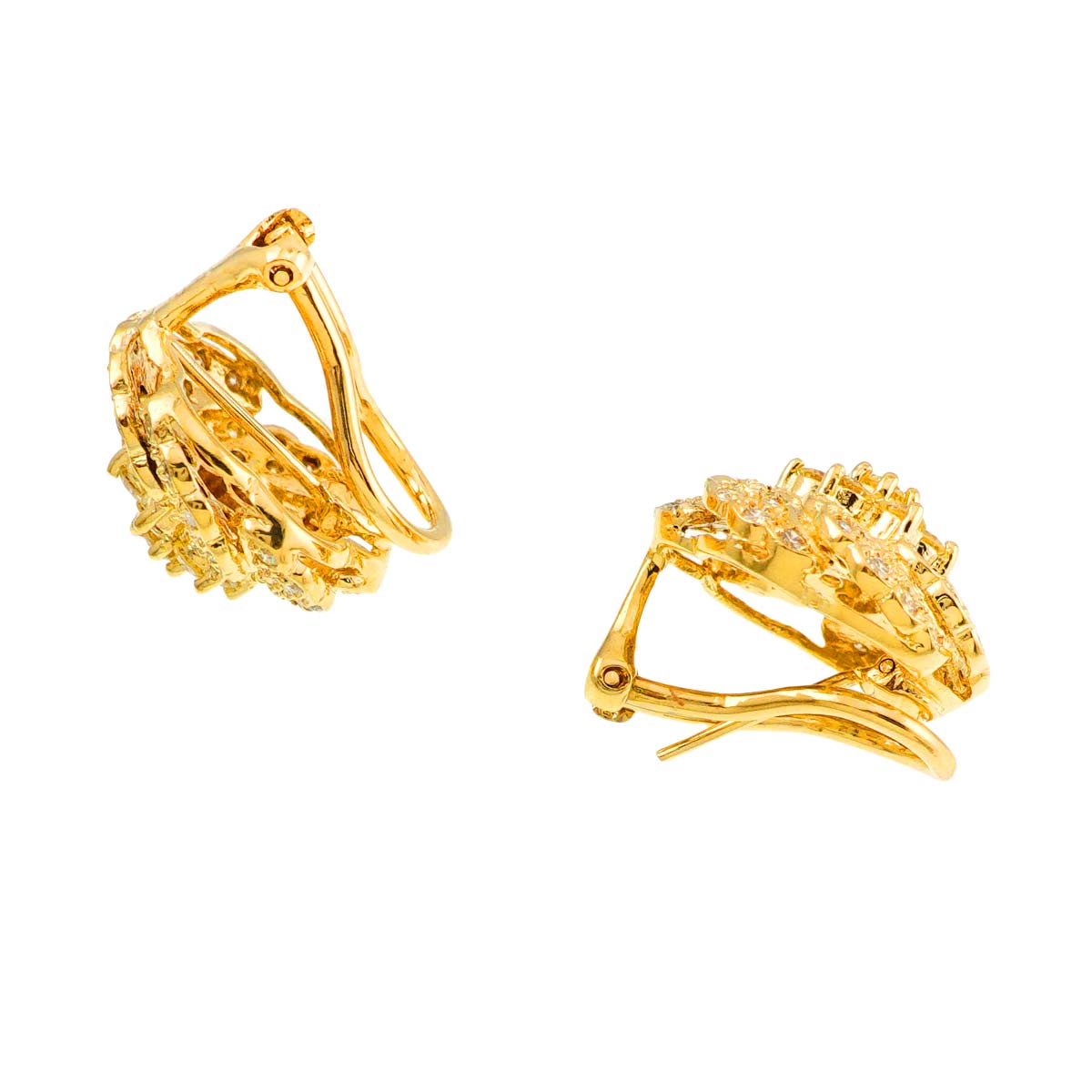 Diamond 1.78ct Earrings Pierced Clip on 18K K18 YG 750