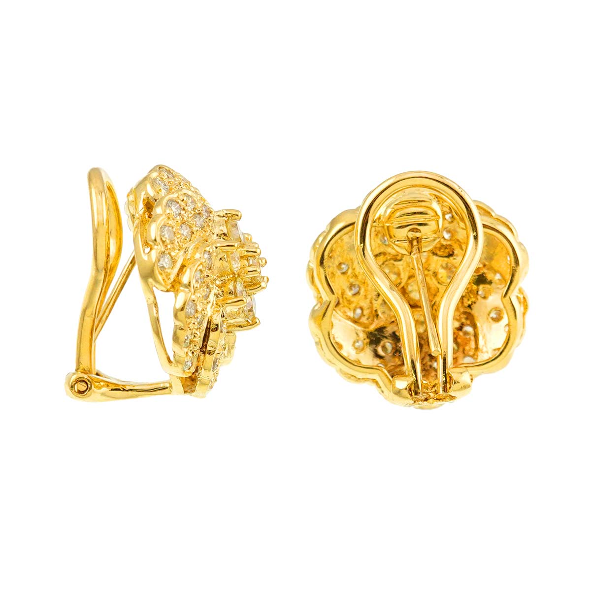 Diamond 1.78ct Earrings Pierced Clip on 18K K18 YG 750