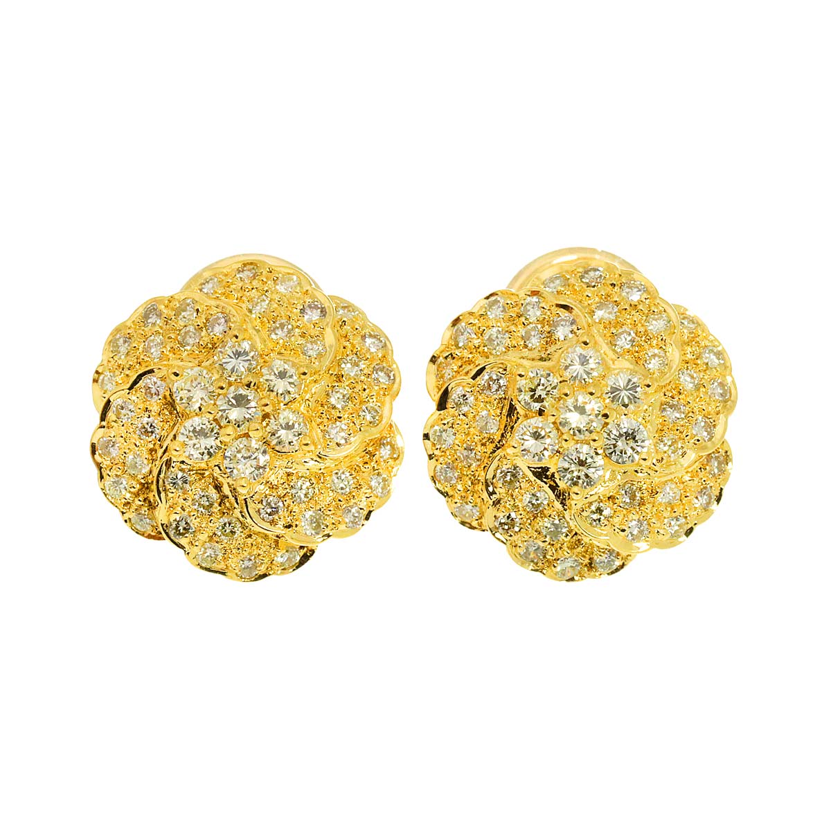 Diamond 1.78ct Earrings Pierced Clip on 18K K18 YG 750