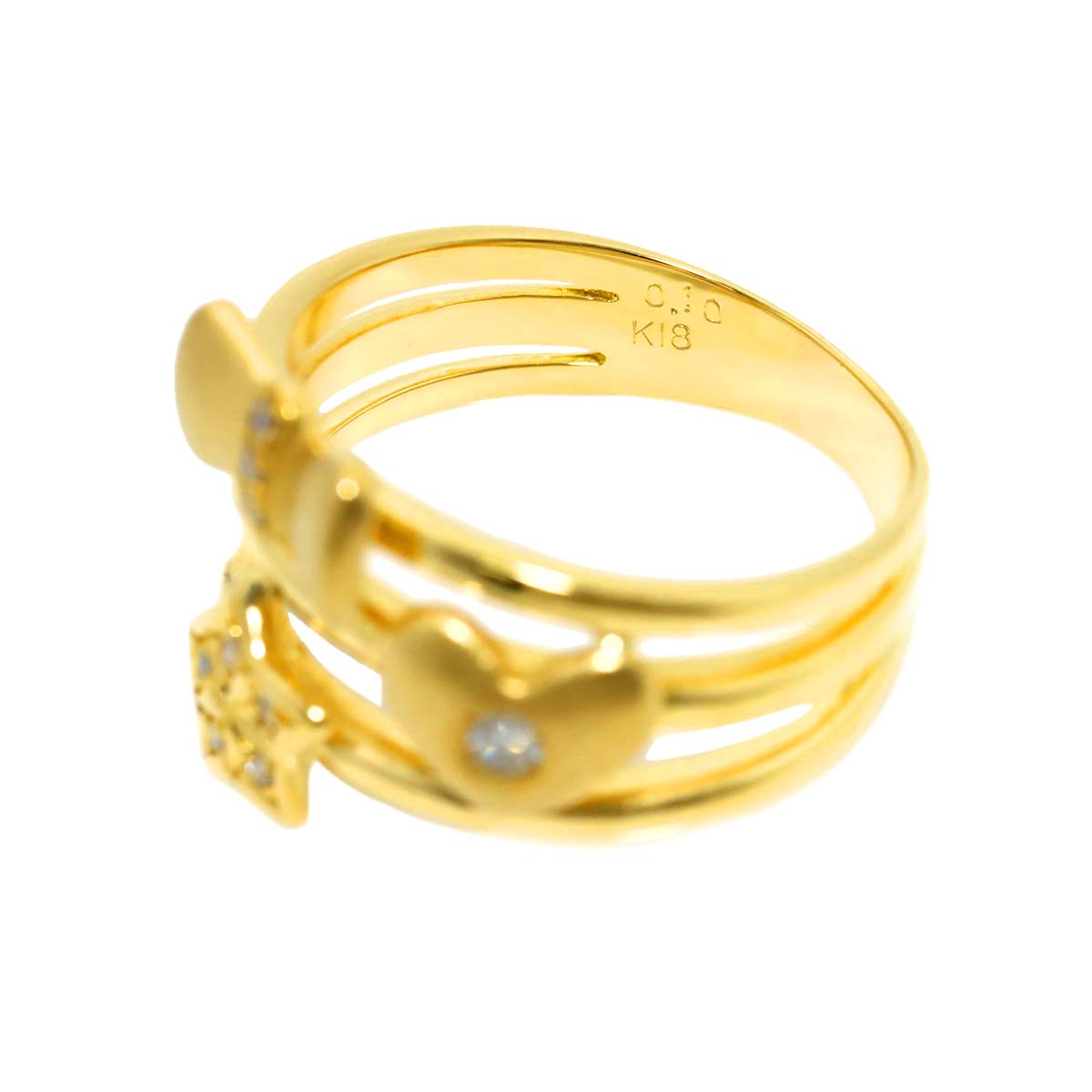 Diamond 0.10ct Ring 18K YG Yellow Gold 750 7.25-7.5(US)