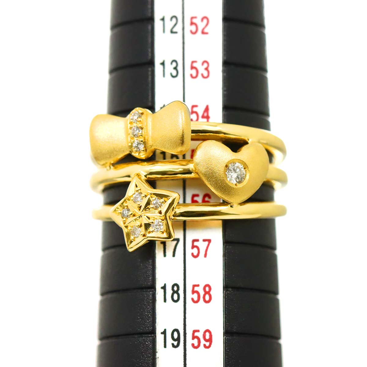 Diamond 0.10ct Ring 18K YG Yellow Gold 750 7.25-7.5(US)