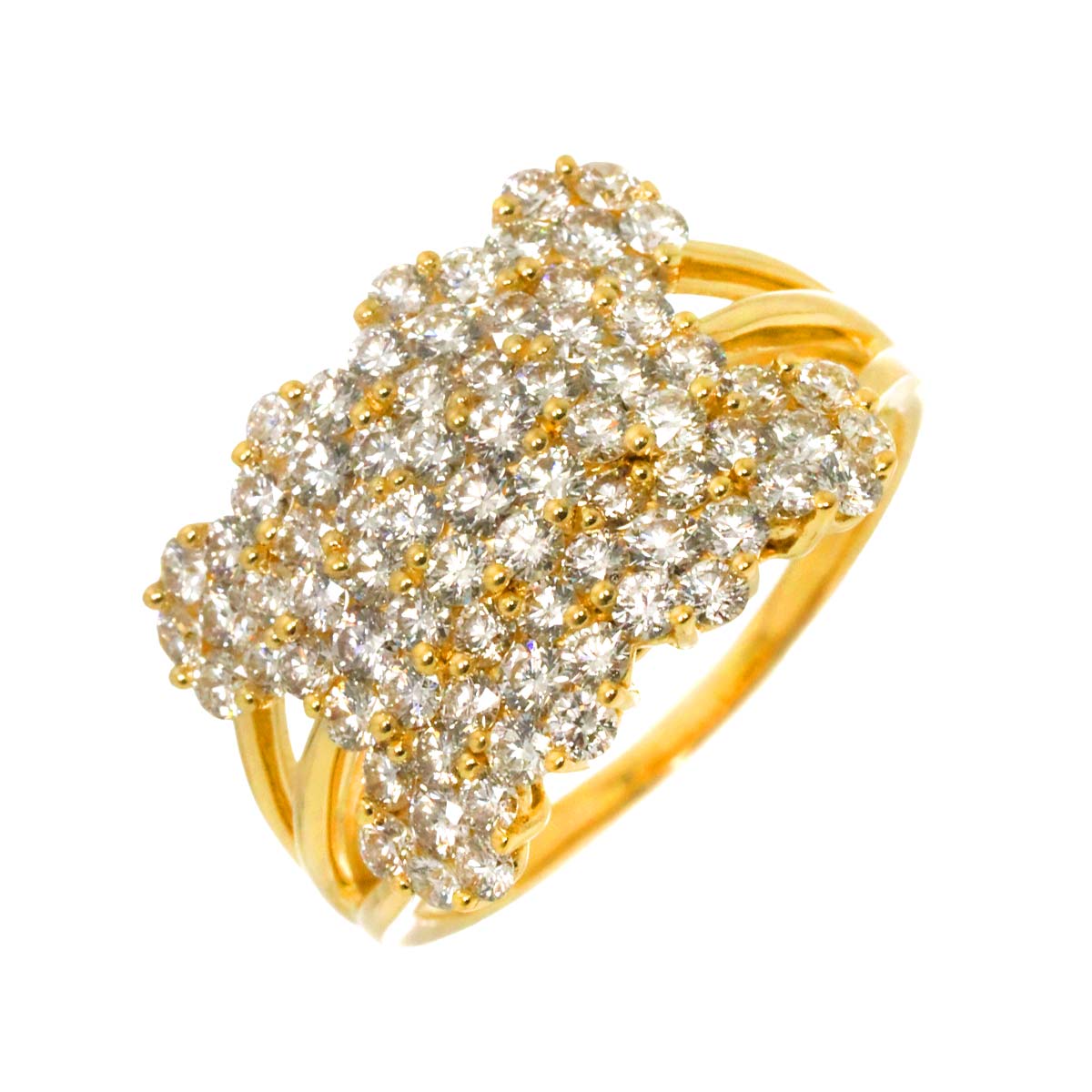Diamond 2.07ct Ring 18K YG Yellow Gold 750 9.5(US)