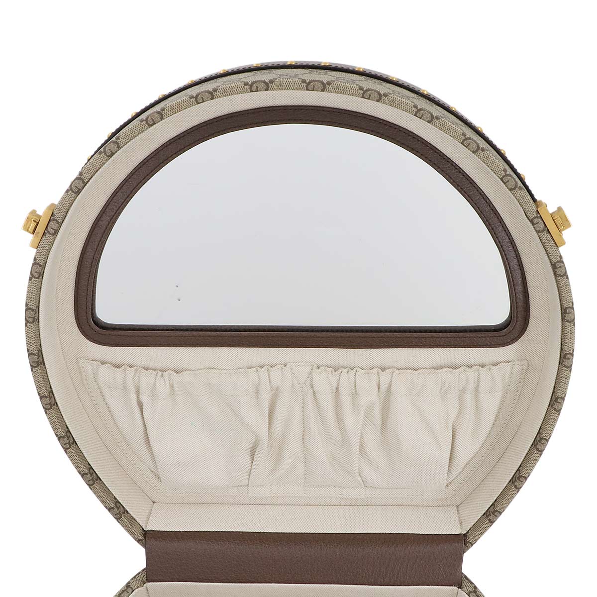 GG Supreme Hat Box 2way Hand Bag Canvas Leather Brown Beige 90280621