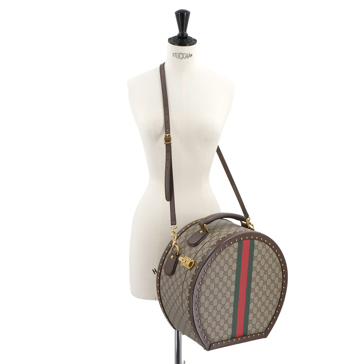 GG Supreme Hat Box 2way Hand Bag Canvas Leather Brown Beige 90280621