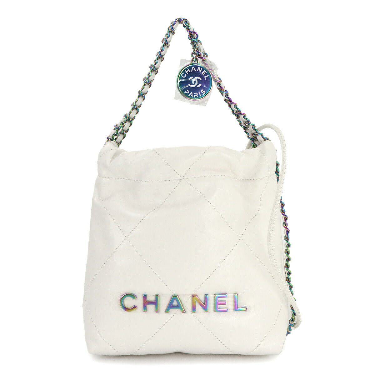 CHANEL 22 Mini Chain Hand Shoulder Bag Leather White AS3980 Purse