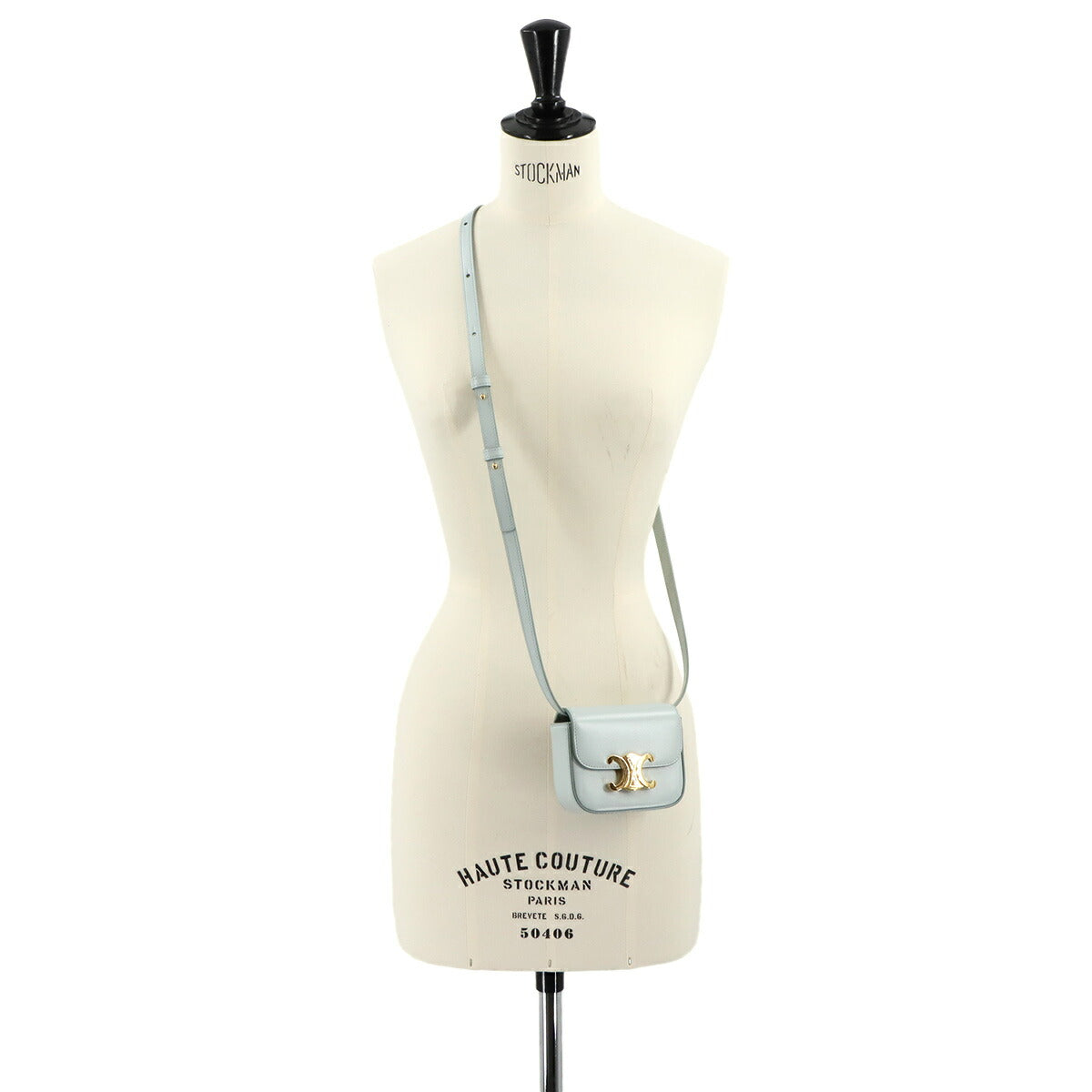 Triomphe Claude Mini Shoulder Bag Leather Ice Blue 10I513DPV