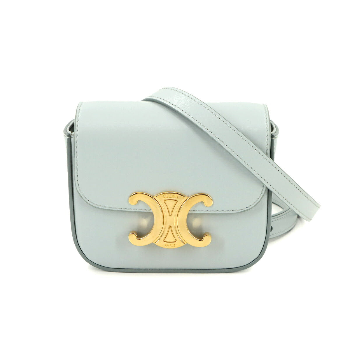 Triomphe Claude Mini Shoulder Bag Leather Ice Blue 10I513DPV