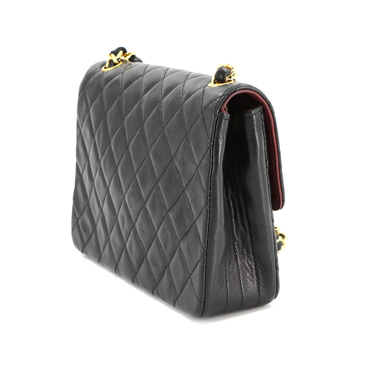 Mini Matelasse Chain Shoulder Bag Leather Black Purse