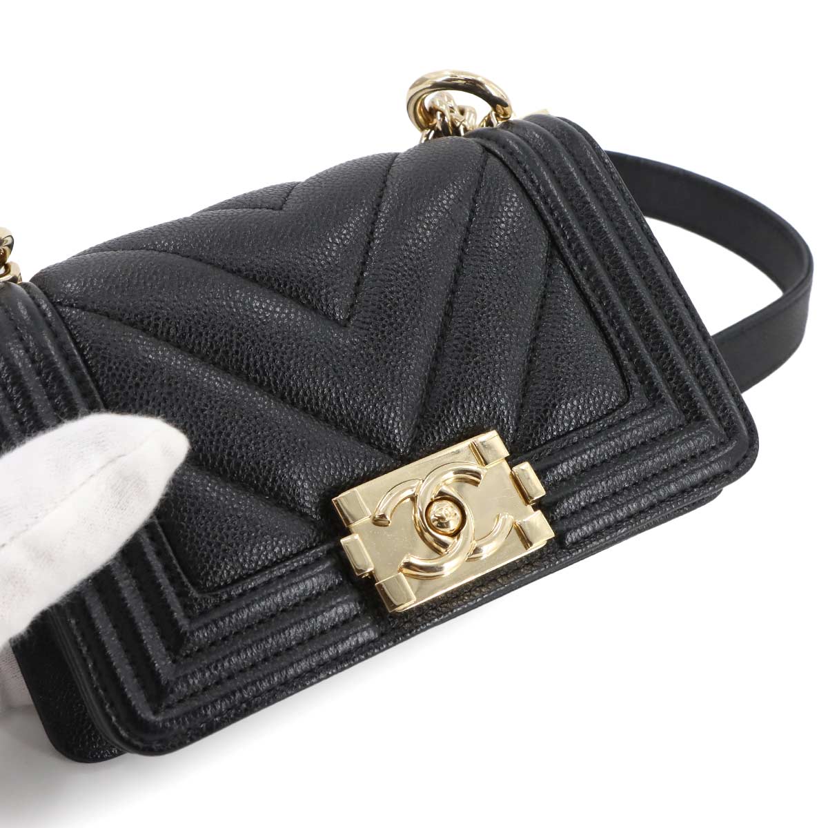 BOY CHANEL Mini Chain Shoulder Bag Leather A67364