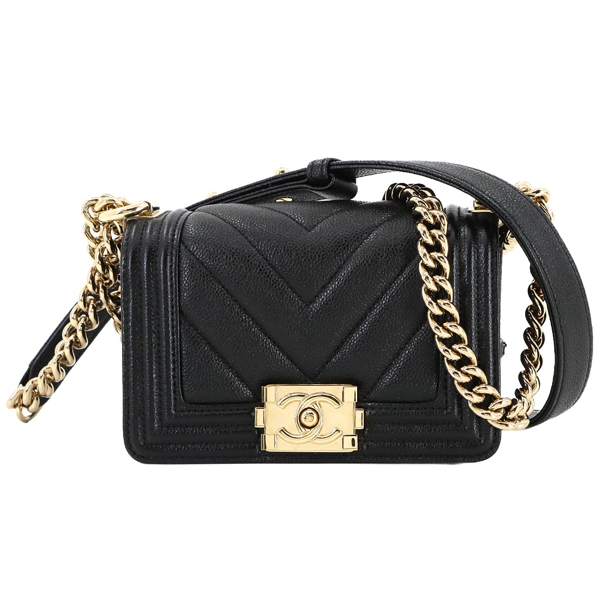 BOY CHANEL Mini Chain Shoulder Bag Leather A67364