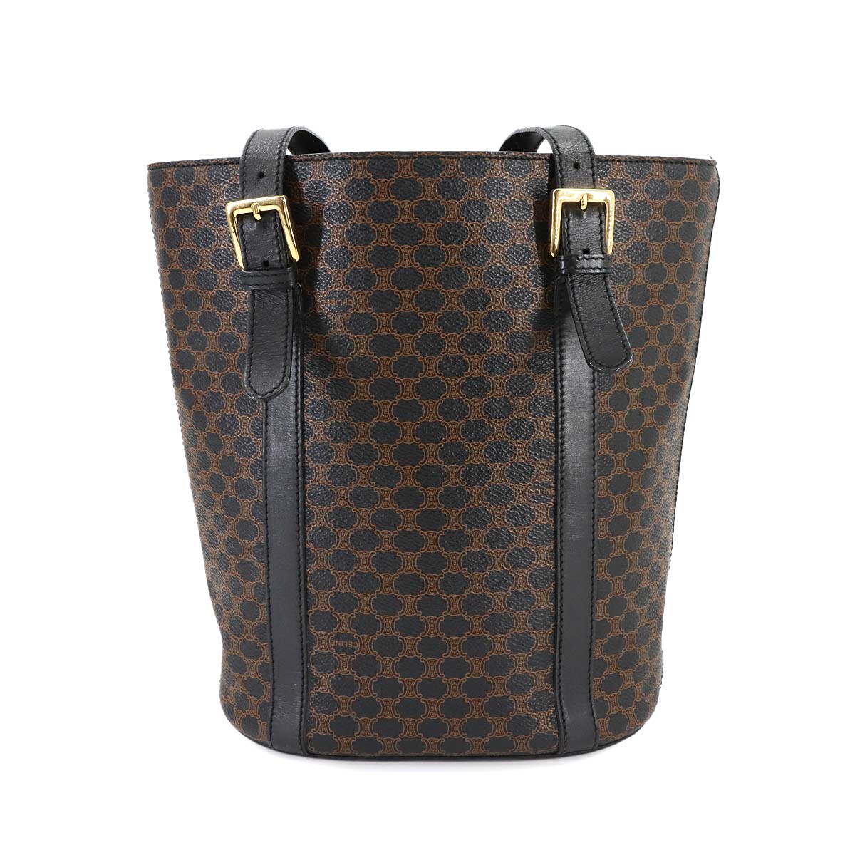 Macadam Shoulder Bag PVC Leather Black Brown Vintage Purse