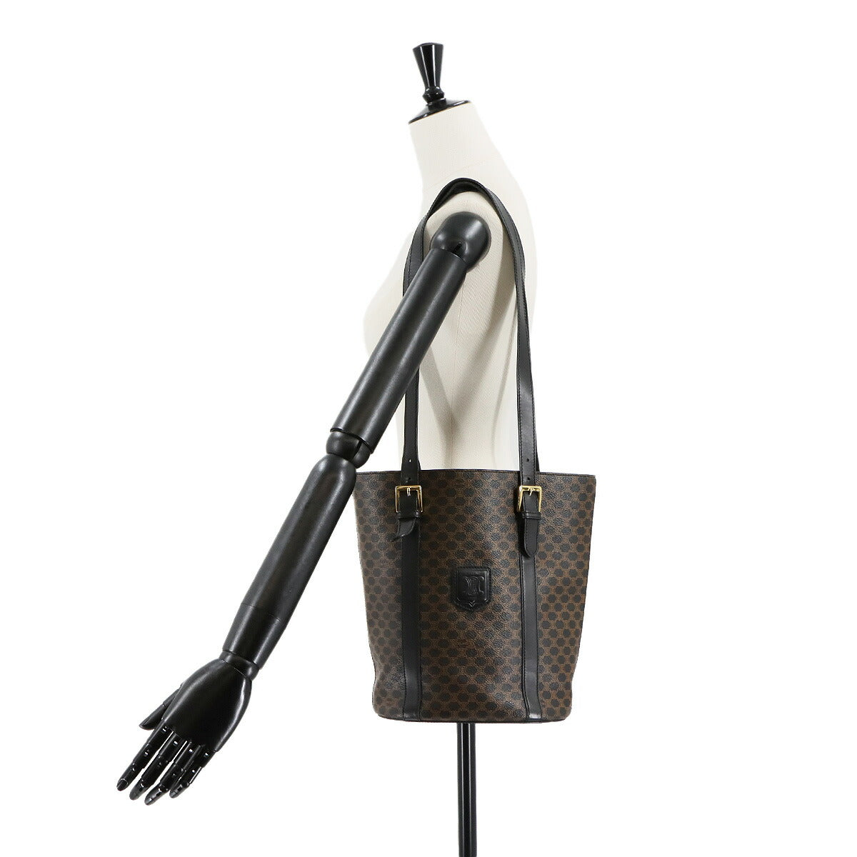 Macadam Shoulder Bag PVC Leather Black Brown Vintage Purse