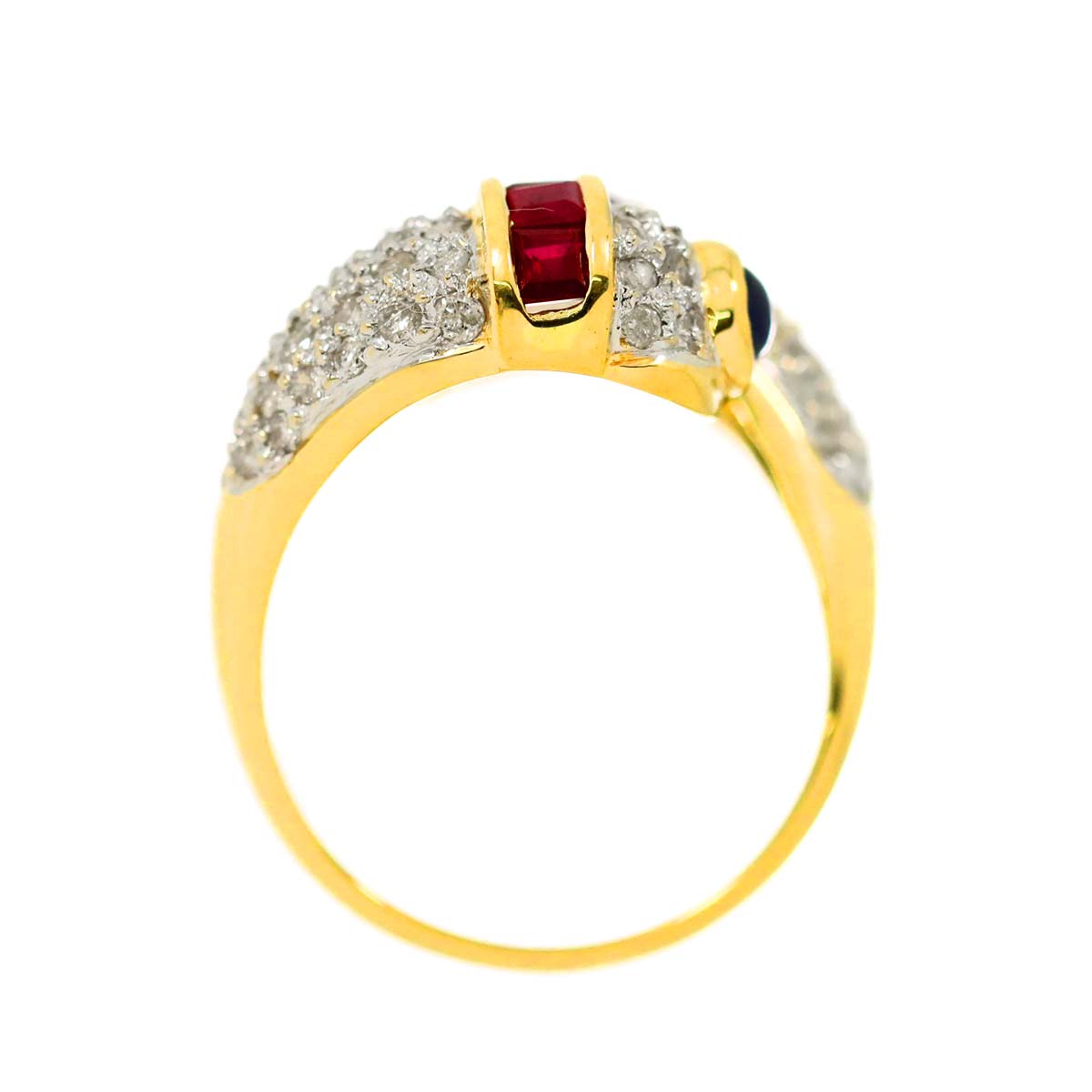 Sapphire Ruby 2.15ct Diamond 0.95ct Ring 18K 750 6-6.25(US)