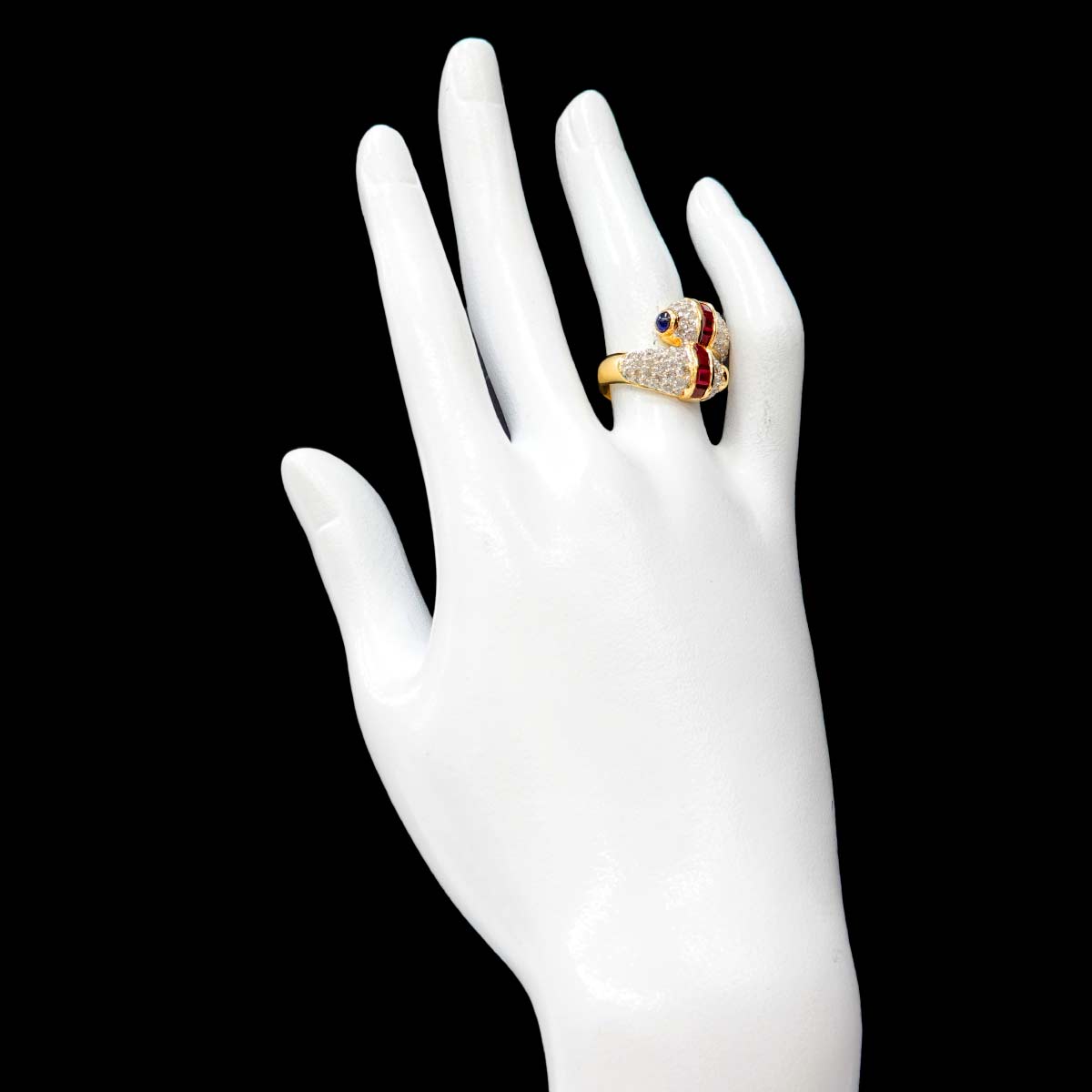 Sapphire Ruby 2.15ct Diamond 0.95ct Ring 18K 750 6-6.25(US)