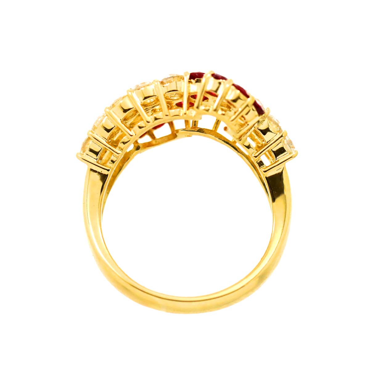 Ruby 0.58ct Diamond 1.41ct Ring 18K Yellow Gold 750 5.25-5.5(US)