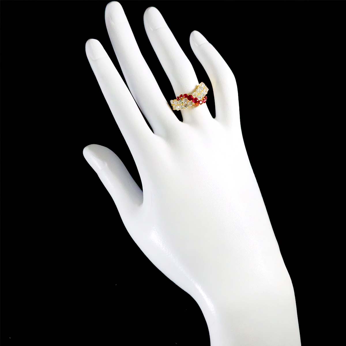 Ruby 0.58ct Diamond 1.41ct Ring 18K Yellow Gold 750 5.25-5.5(US)