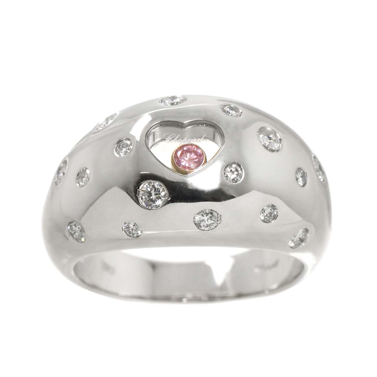 Happy Diamond Heart Diamond Ring 18K WG 750 Size6.5-6.75(US)
