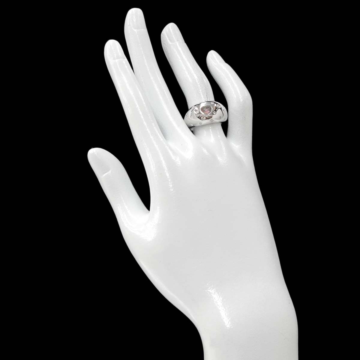 Happy Diamond Heart Diamond Ring 18K WG 750 Size6.5-6.75(US)