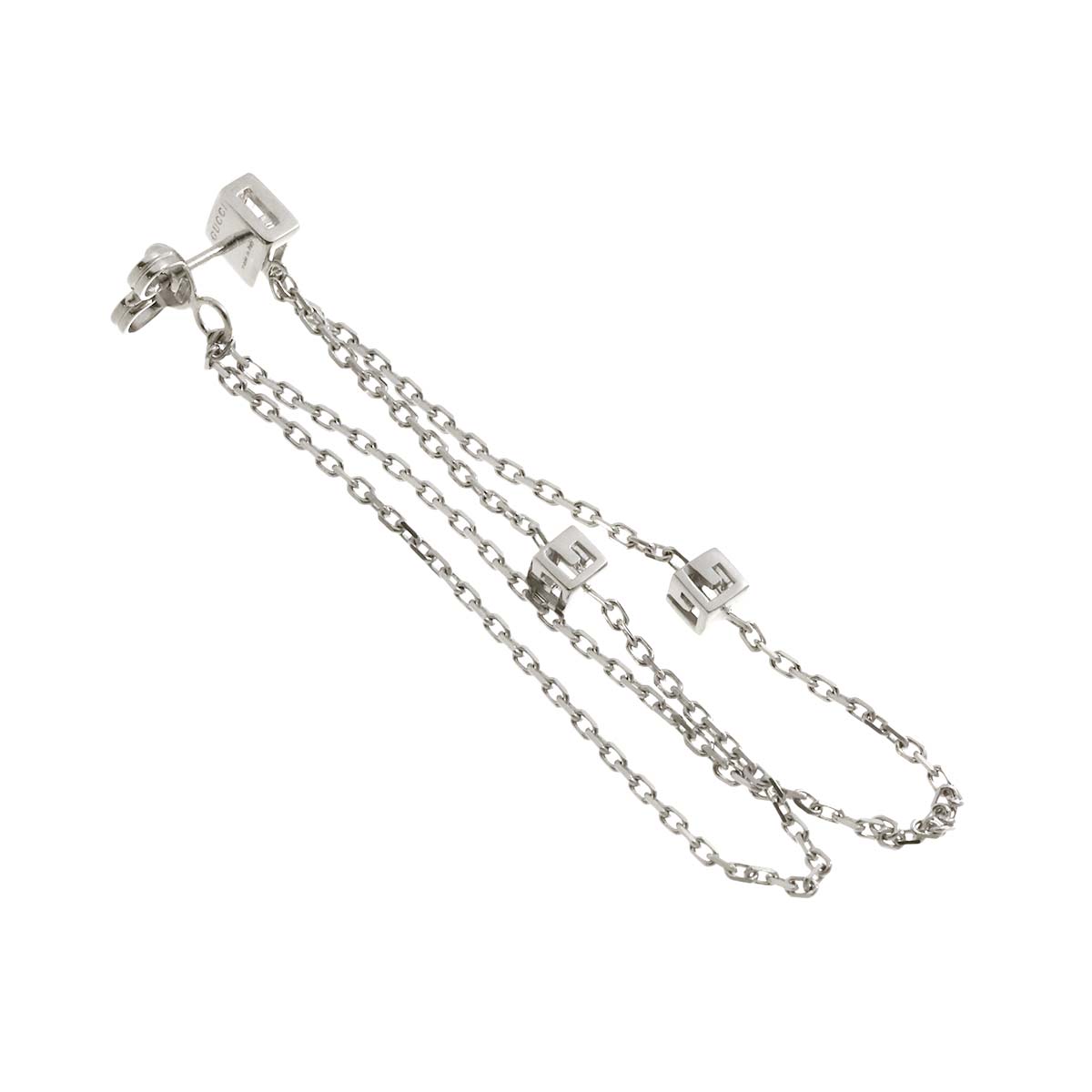 G Cube Earring Pierced 18K White Gold 750 One Piece only