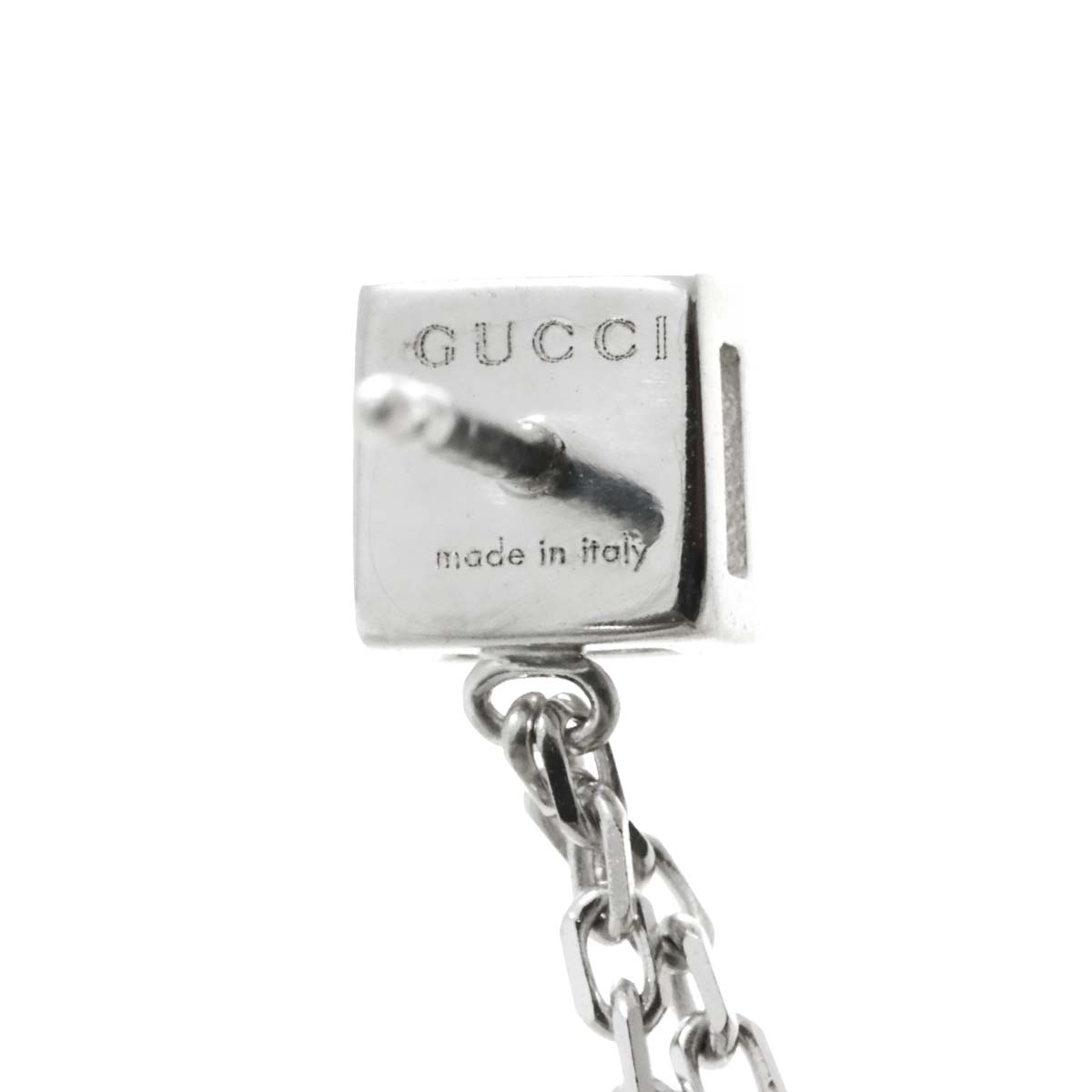 G Cube Earring Pierced 18K White Gold 750 One Piece only