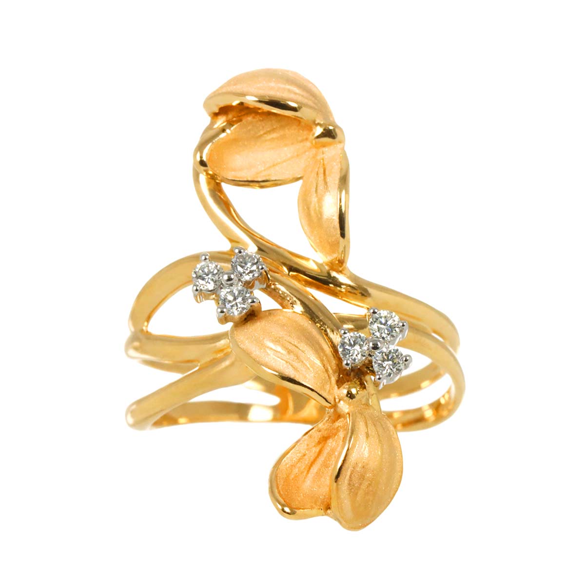 Diamond Ring 18K PG WG Pink White Gold 750 Size7.5-7.75(US)