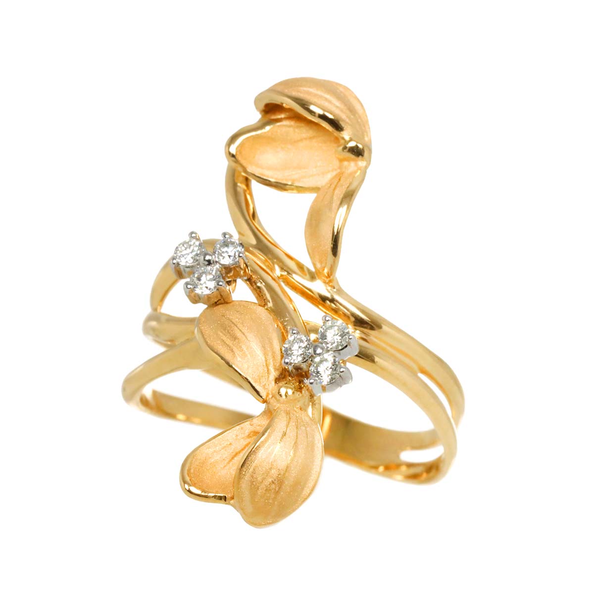 Diamond Ring 18K PG WG Pink White Gold 750 Size7.5-7.75(US)