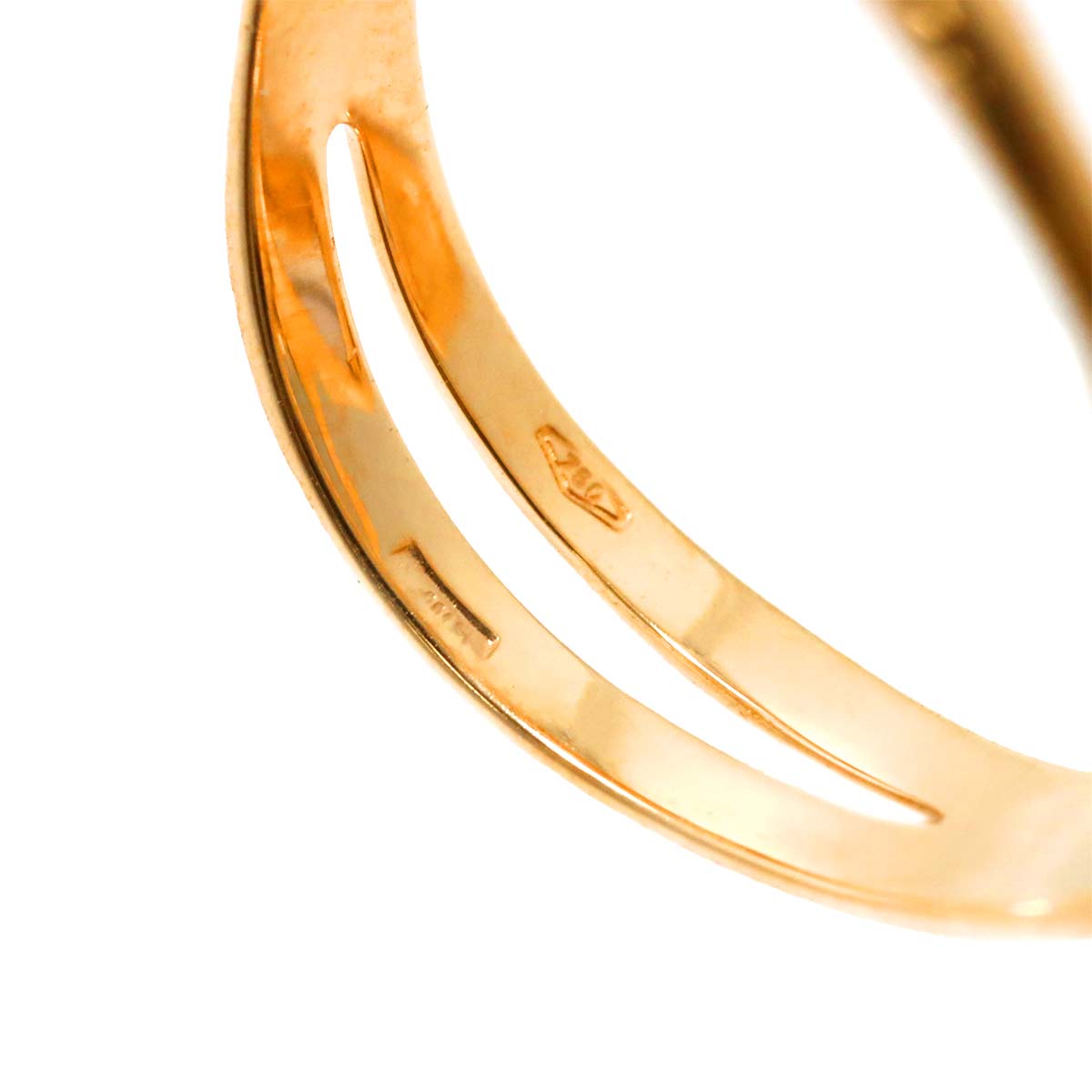 Diamond Ring 18K PG WG Pink White Gold 750 Size7.5-7.75(US)