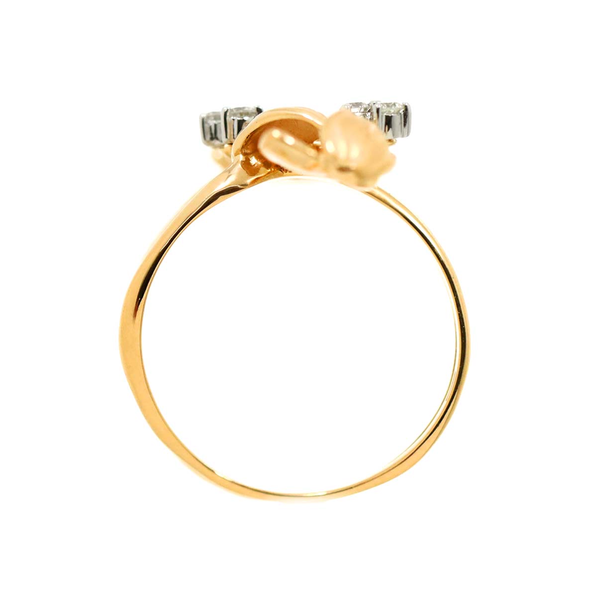 Diamond Ring 18K PG WG Pink White Gold 750 Size7.5-7.75(US)