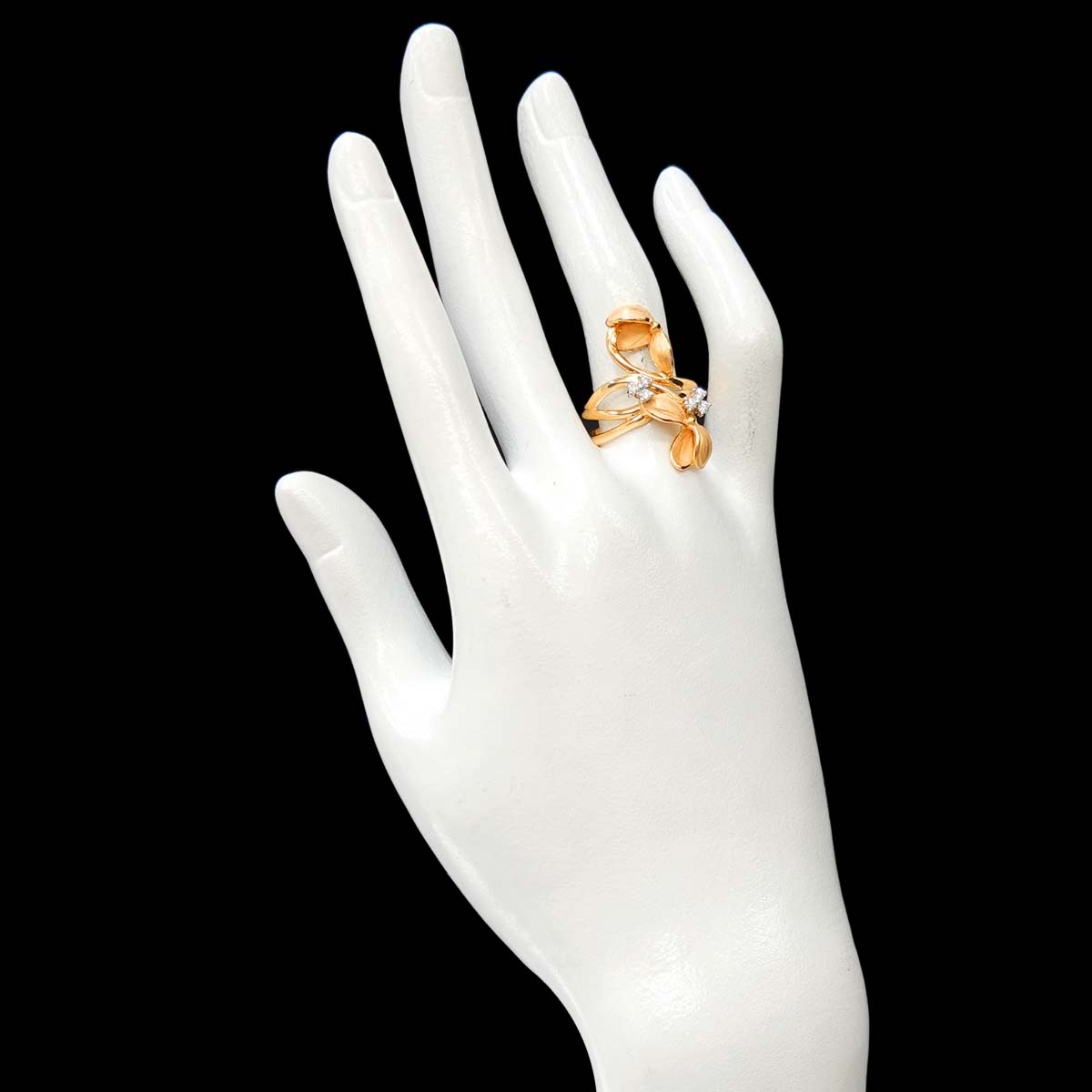 Diamond Ring 18K PG WG Pink White Gold 750 Size7.5-7.75(US)