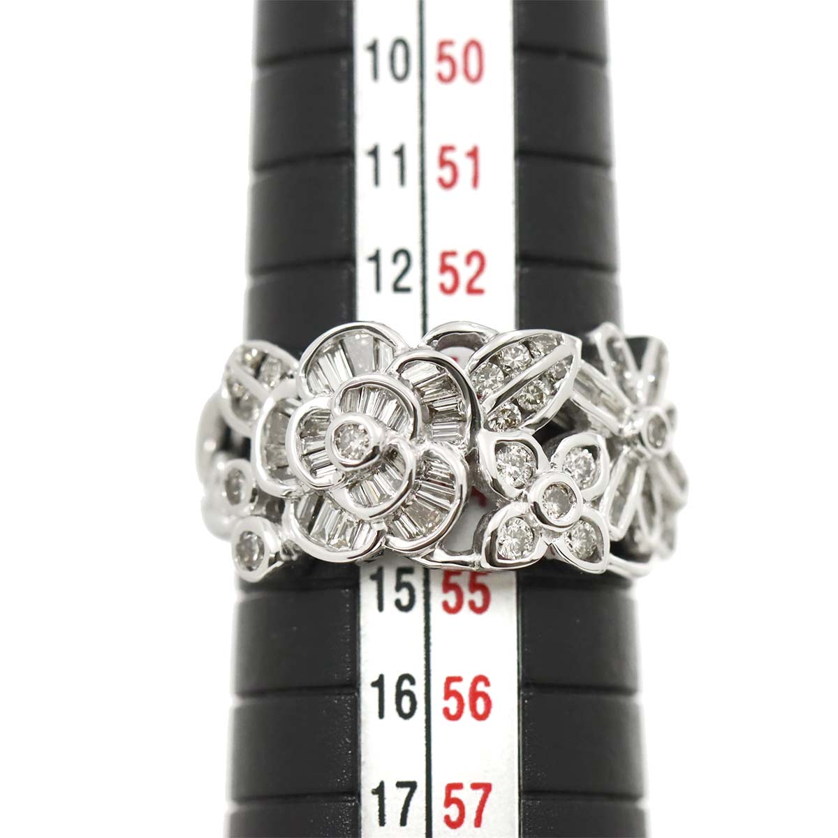 Diamond 0.74ct Ring 18K K18 WG White Gold size6.5-6.75(US)