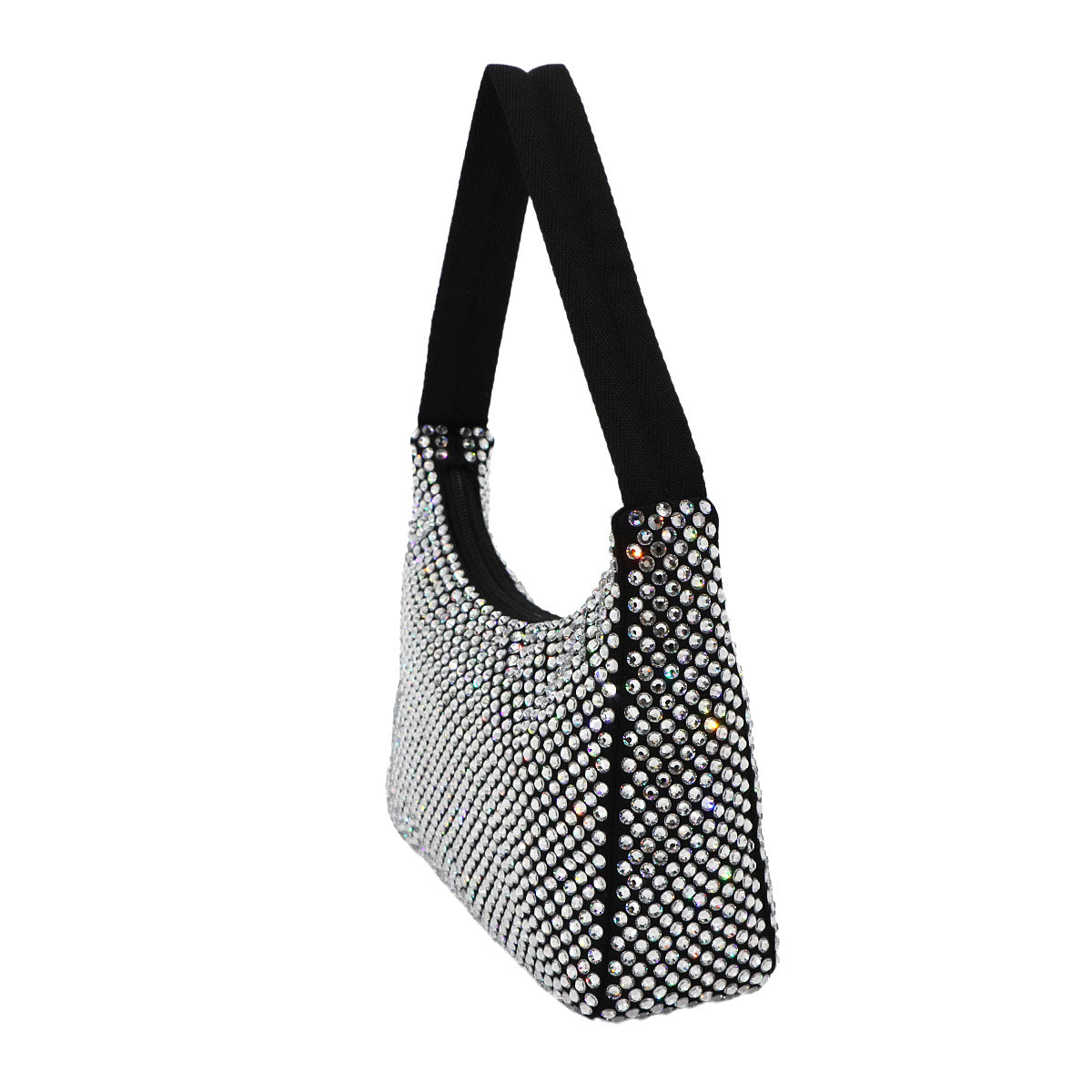 Re-Edition 2000 Mini Hand Bag Satin Rhinestone Black 1NE515