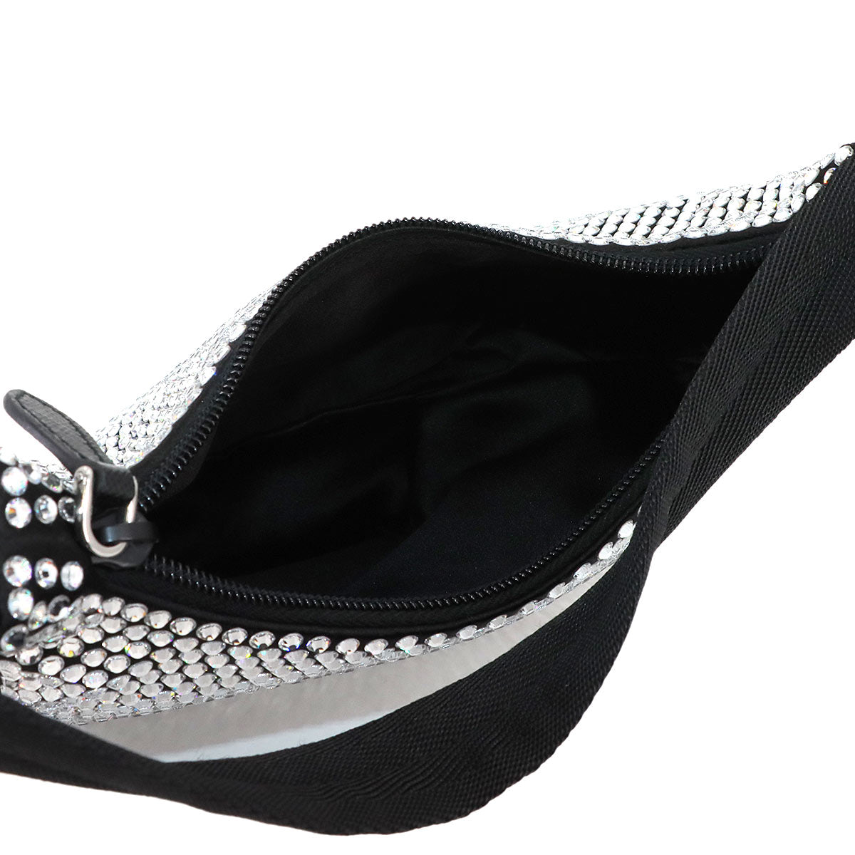 Re-Edition 2000 Mini Hand Bag Satin Rhinestone Black 1NE515