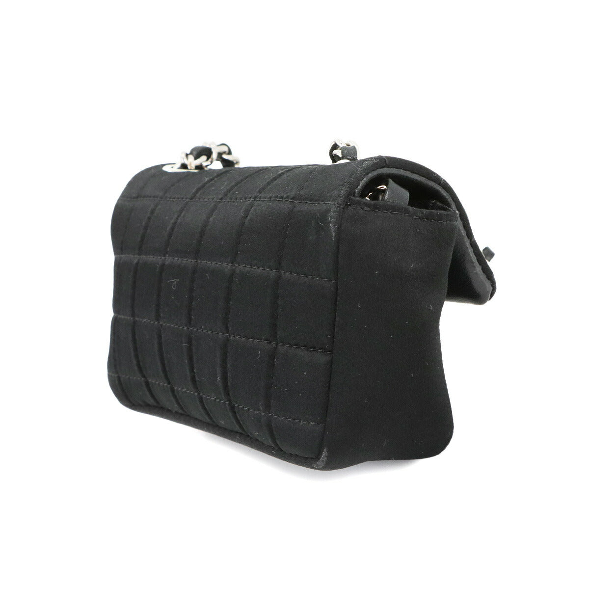 Chocolate bar Lipstick Mini Chain Shoulder Bag Satin Black